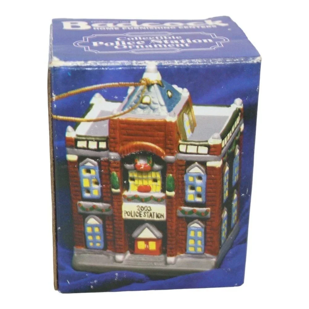 Vintage Collectible Badcock Furniture Police Station Hand-Painted‎ Bell Ornament